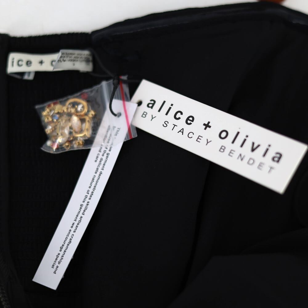 Alice and Olivia Women Black Embellished Iva Strapless Mini Dress Size US 4 - Picture 10 of 12